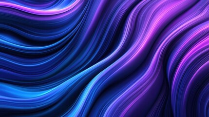 Canvas Print - Vibrant Abstract Flowing Waves Background in Blue and Purple