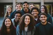 © CojanAI - Portrait of a smiling diverse group of students on college campus
