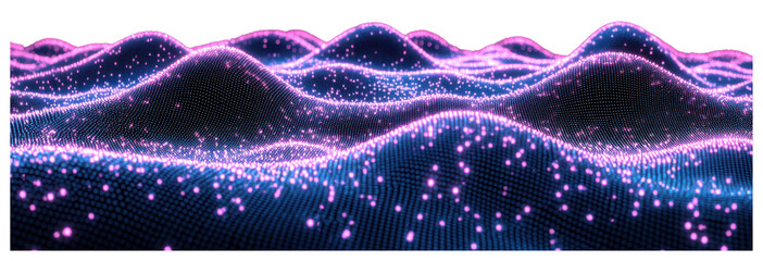 Poster - Abstract Purple Blue Glowing Particle Wave Background