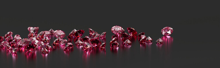 Poster - Ruby diamond topaz Gem placed on glossy background 3d rendering soft focus