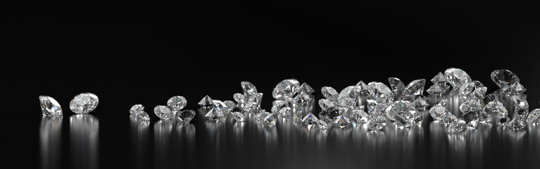 Poster - Diamond Group placed on Black Background with soft focus 3D rendering