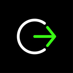 Fototapete - Sign out, logout, exit symbol vector icon in line style design for website, app, UI, isolated on black background. Editable stroke. Vector illustration.