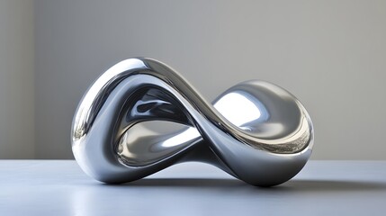 Polished Metal Sculpture Abstract Form Design