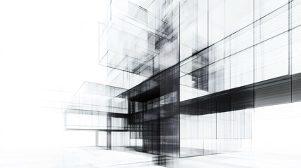 Poster - Modern abstract architectural design featuring intersecting lines and geometric shapes in a building structure