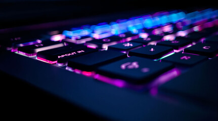 Poster - Illuminated mechanical keyboard with vibrant colored lights