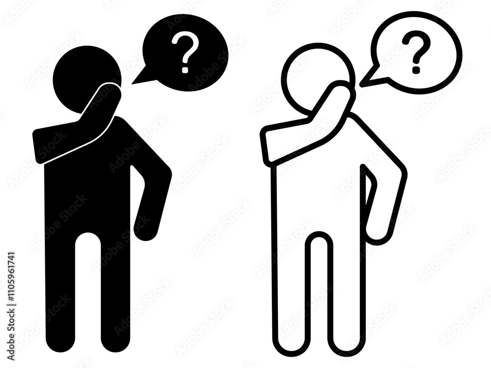 confused person icon simple flat style pictogram, vector illustration ...