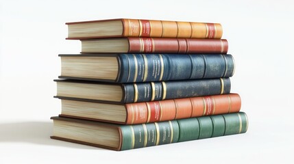 Poster - A Stack of Antique Books with Leather Bindings