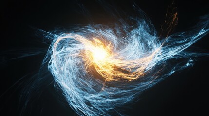 Poster - Solar wind interaction with planetary magnetic fields translucent energy layers visualization in ethereal light