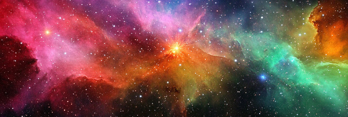 Aufkleber - Colorful cosmic nebula with vibrant star formations