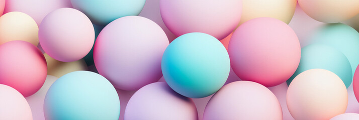 Poster - Colorful spheres in soft pastel hues filling the background