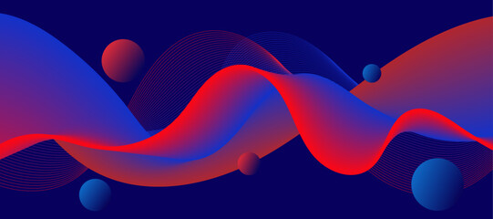Poster - abstract blue red sphere background wallpaper.