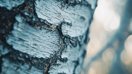 Poster - close up of textured tree bark with natural patterns and soft lighting.