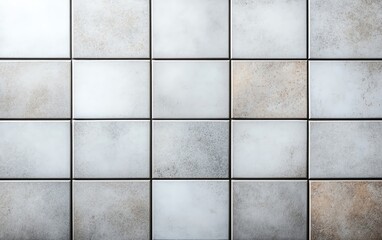 Poster - A textured grid of tiles, showcasing a blend of light and dark finishes in neutral tones.