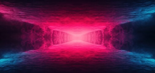 Poster - A vibrant, abstract tunnel of colors merging into a mesmerizing light display.