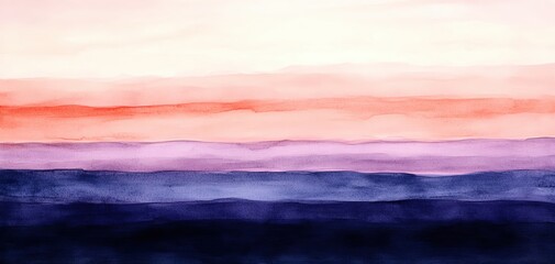 Poster - Abstract watercolor landscape with harmonious gradient colors and soft brush strokes.