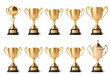 © MdOwashim - Collection of winner golden trophy cup isolated on white background-Ai generated.