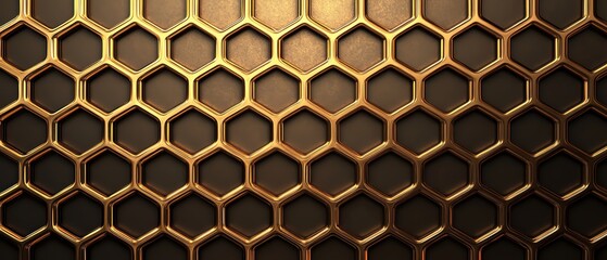 Poster - Golden honeycomb pattern creating a stunning surface texture for backgrounds.
