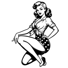 Wall Mural - 1950s inspired pin-up girl in stylish pose