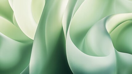 Poster - Abstract Green Fabric Swirls and Curves