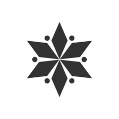 Wall Mural - snowflake shape simple symbol icon on transparent background. design element. png illustration.