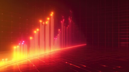 Poster - A dynamic 3D line graph with glowing lines climbing upward, representing business growth, set against a sleek, modern background.