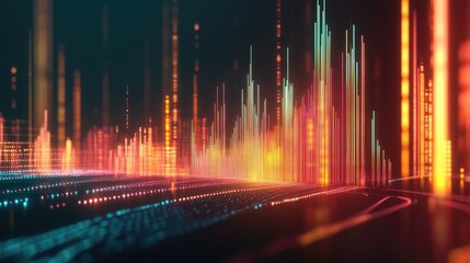 Poster - A dynamic 3D line graph with glowing lines climbing upward, representing business growth, set against a sleek, modern background.