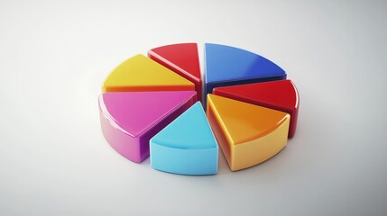 Poster - a dynamic 3d pie chart illustrating survey results, with animated segments expanding and retracting,