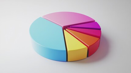 Poster - a dynamic 3d pie chart illustrating survey results, with animated segments expanding and retracting,