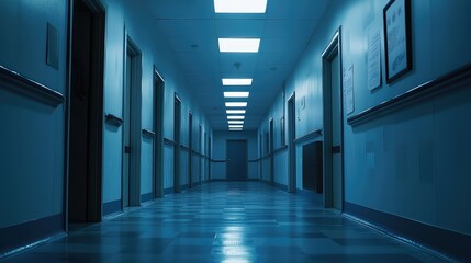  Haunting Abandoned Hospital Corridor with Flickering Lights Capturing the Eerie Atmosphere of Desolation and Neglect in a Hauntingly Beautiful Setting