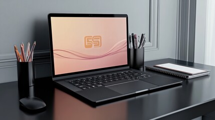 Poster - Modern Laptop Workspace With Stylish Accessories and Design
