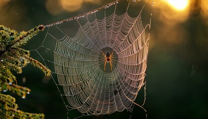 spider web with dew drops