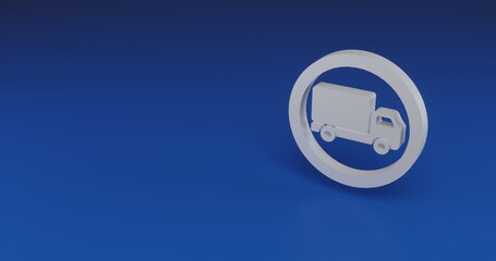 Poster - Isolated realistic white truck traffic sign with shadow. Located on the right side of the scene. 3d illustration on transparent background