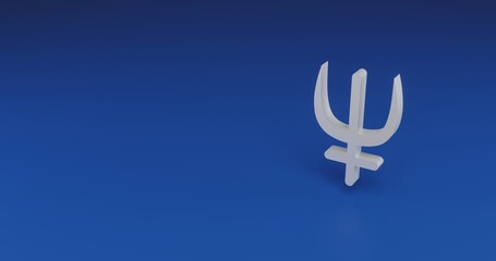 Poster - Isolated realistic white astrological neptune symbol with shadow. Located on the right side of the scene. 3d illustration on transparent background