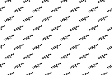 Poster - Seamless pattern completely filled with outlines of assault rifles. Elements are evenly spaced. Illustration on transparent background