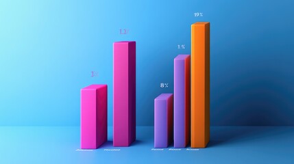 Poster - A side-by-side comparison of two 3D bar charts, illustrating different financial performance metrics, with annotations highlighting key differences, perfect for presentations or reports.