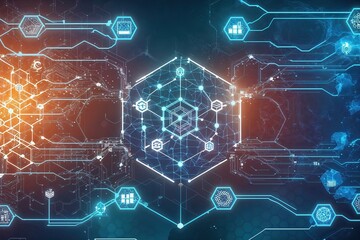 Poster - Unique Technology Background with Intricate Hexagon Networking and Data Visualization