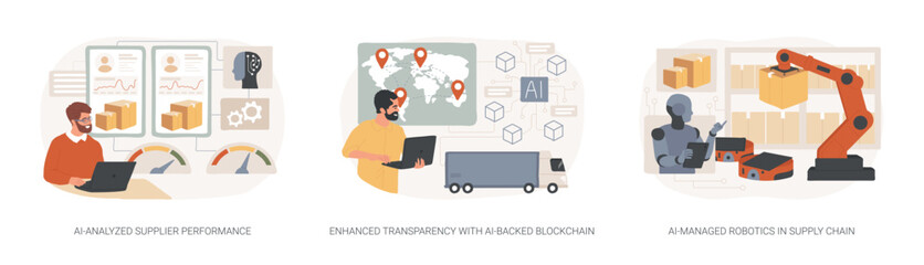 Poster - AI-driven Supply Chain abstract concept vector illustrations.