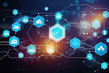 Poster - Vibrant Technology Background with Hexagons for a Dynamic Tech Milieu and Data Connectivity