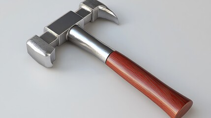 Aufkleber - A Metal Hammer With a Wooden Handle Rests on White