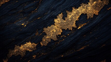 Poster - Golden Fractal Pattern on Dark Stone Surface