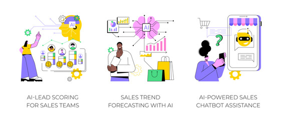 Fototapete - artificial intelligence in sales abstract concept vector illustrations.