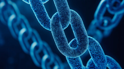 Aufkleber - Blockchain technology secures digital transactions by creating a chain of interconnected blocks containing encrypted data, forming a distributed and tamper-proof ledger