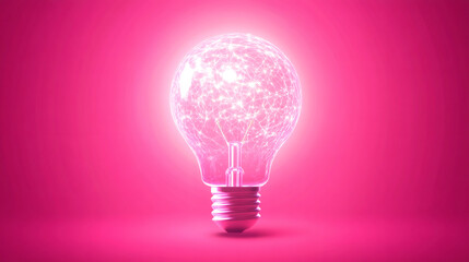 Aufkleber - Glowing light bulb is illuminating futuristic network connections, symbolizing innovation and technology