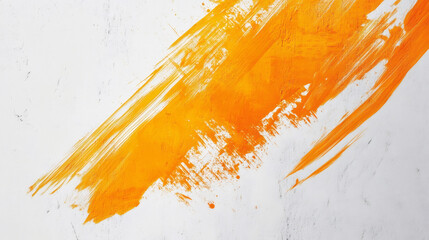 Aufkleber - Vivid orange paint brush stroke creating dynamic diagonal line on white textured background