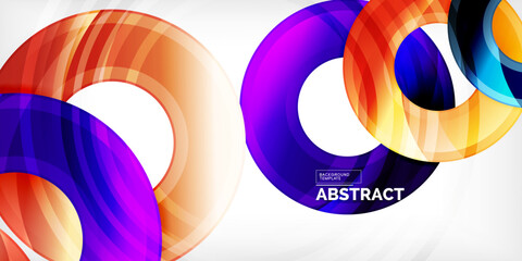 Aufkleber - Bright colorful circles with light effects. Abstract background
