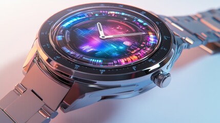 Poster - Futuristic Metal Wristwatch With Vibrant Display