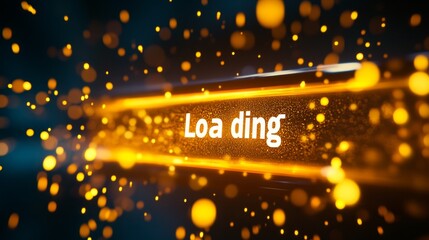 Poster - A vibrant and eyecatching loading graphic showcasing sparkling particles, along with brilliantly glowing text