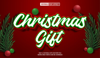 Poster - Editable 3d text style effect - Christmas Gift  text effect Template