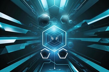 Poster - Immersive Technology Background Featuring Ribbons and Hexagonal Graphic Elements