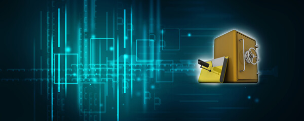 Poster - 3d rendering folder with locker under CCTV camera
